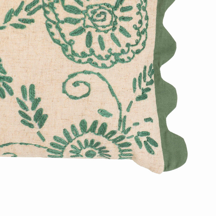 Portia Aqua Embroidered Cotton Flex 20 x 12 inch Accent Cushion