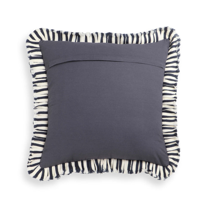 Alessia Navy Striped Ruffle 20 inch Square Accent Pillow - COVER