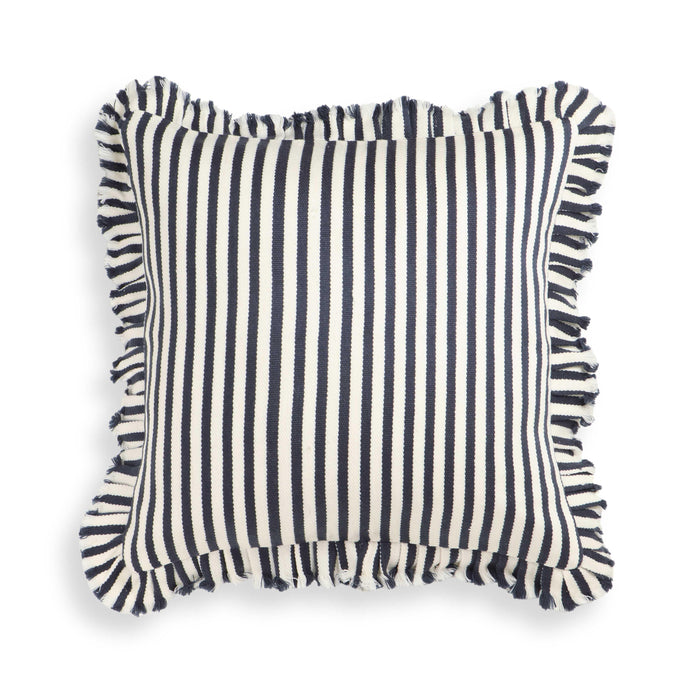 Alessia Navy Striped Ruffle 20 inch Square Accent Pillow