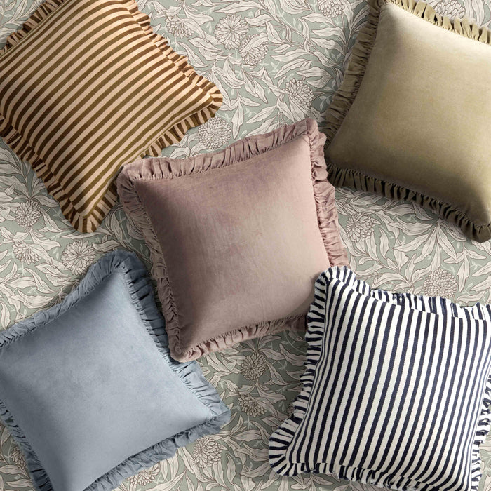Alessia Taupe Striped Ruffle 20 inch Square Accent Pillow - COVER