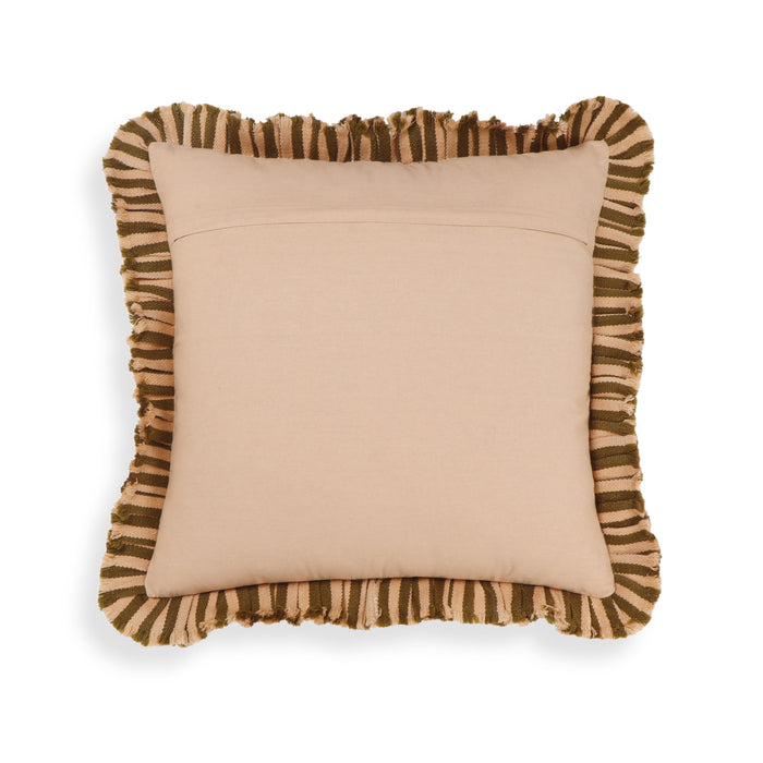 Alessia Taupe Striped Ruffle 20 inch Square Accent Pillow