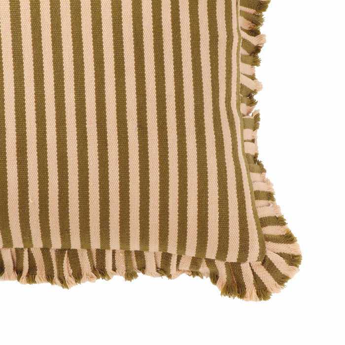 Alessia Taupe Striped Ruffle 20 inch Square Accent Pillow