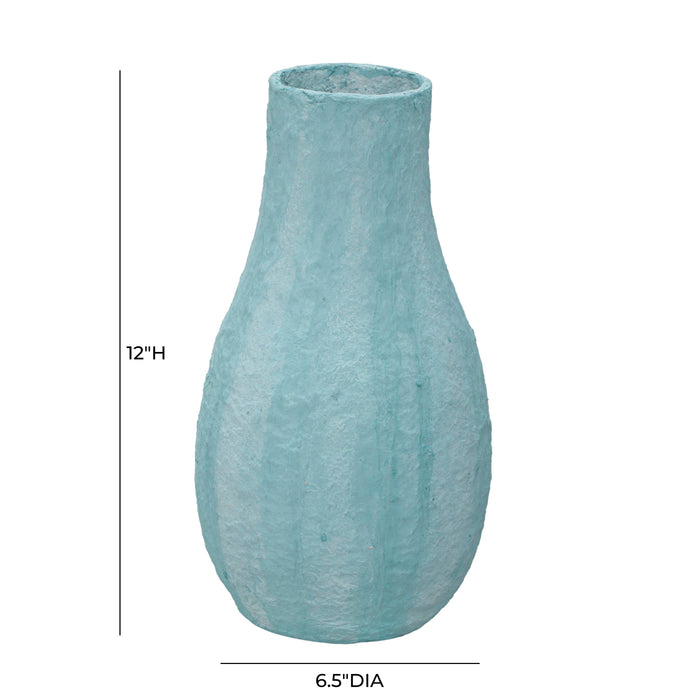 Cotton Mache Vase in Cloudy Blue