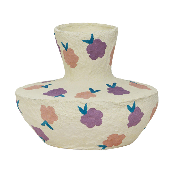 Cotton Mache Vase in Spring Blossoms