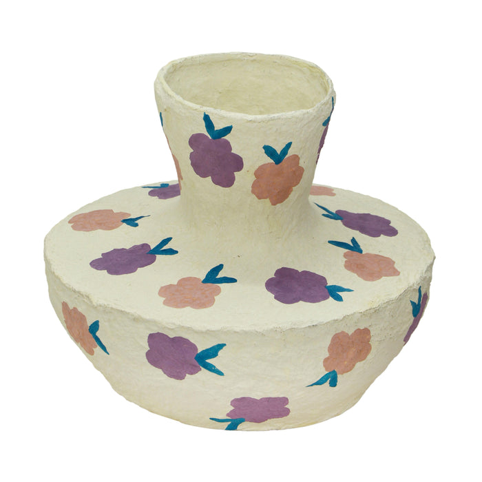 Cotton Mache Vase in Spring Blossoms