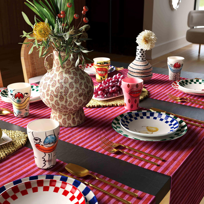 Cotton Mache Vase in Modernist Print