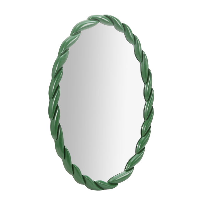 Agnes Forest Green Glossy Oval Mirror