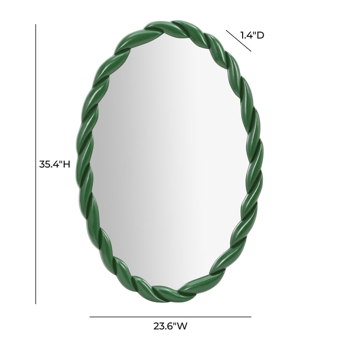 Agnes Forest Green Glossy Oval Mirror