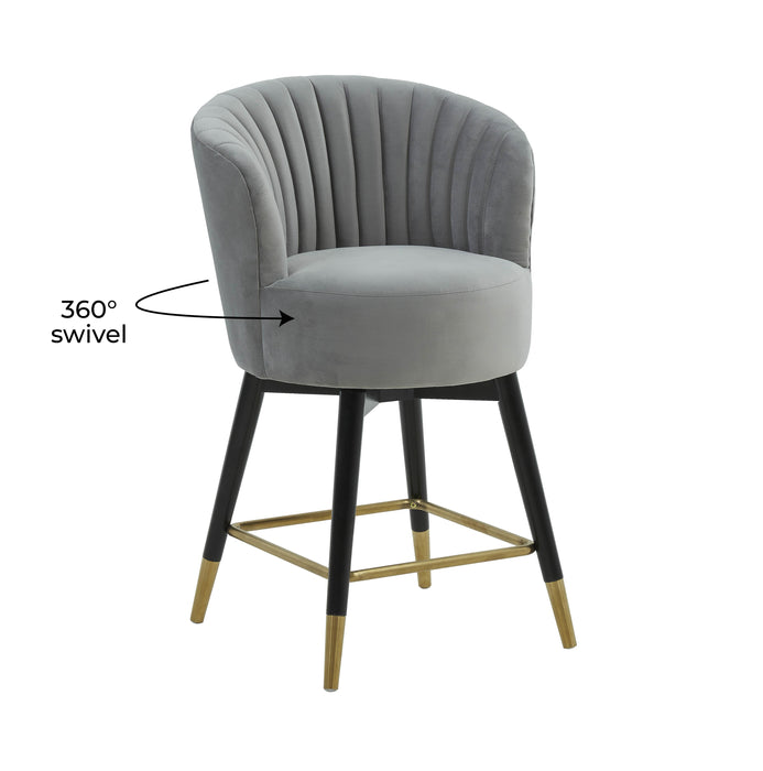 Liana Grey Velvet Swivel Stool