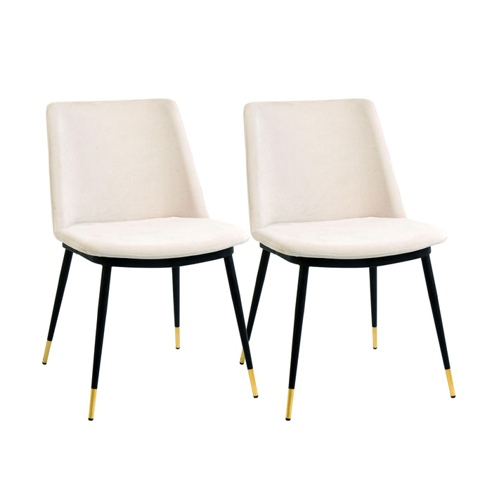 Evora Cream Velvet Chair - Gold Legs Set of 2