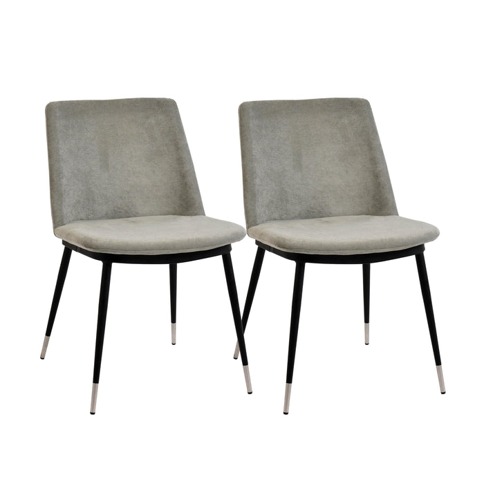 Evora Grey Velvet Chair - Silver Legs Set of 2