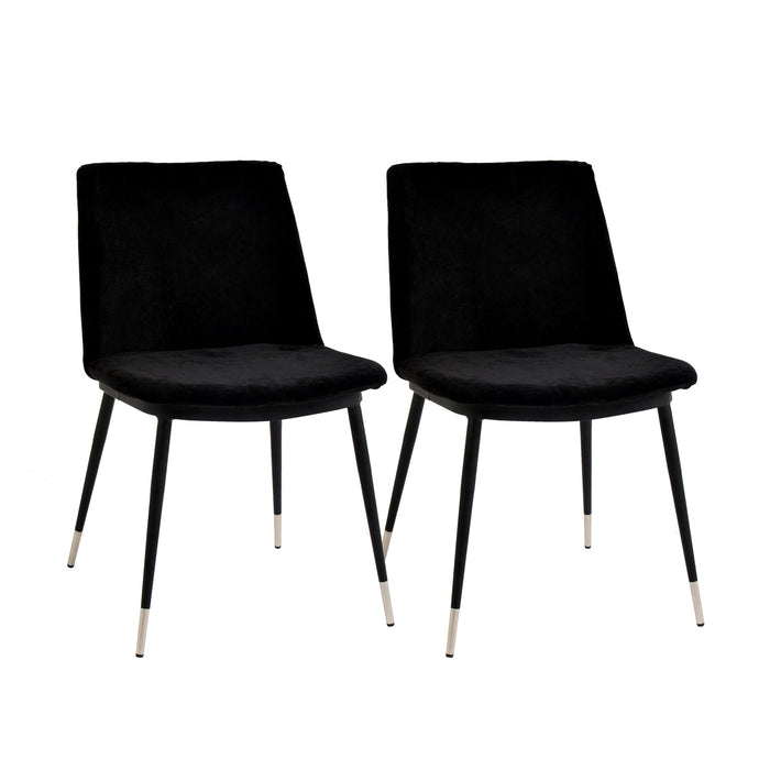 Evora Black Velvet Chair - Silver Legs Set of 2