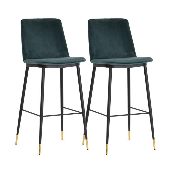 Evora Green Velvet Counter Stool Set of 2