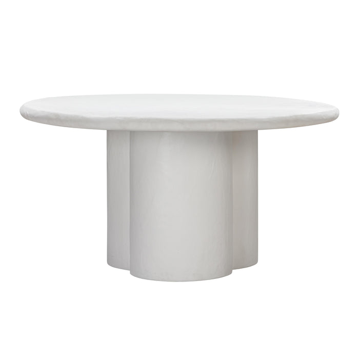Elika White Faux Plaster Round Dining Table - UK
