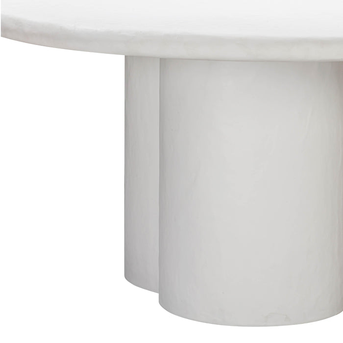 Elika White Faux Plaster Round Dining Table - UK