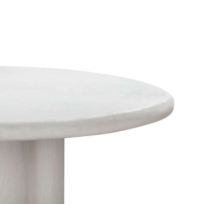 Elika White Faux Plaster Round Dining Table - UK