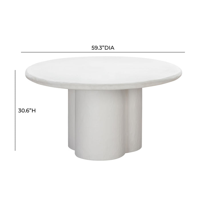 Elika White Faux Plaster Round Dining Table - UK