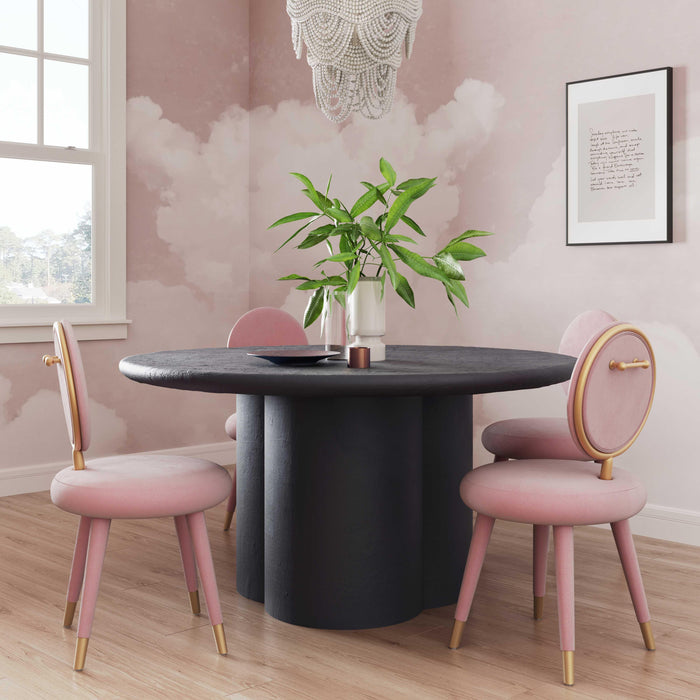 Elika Black Faux Plaster Round Dining Table - UK