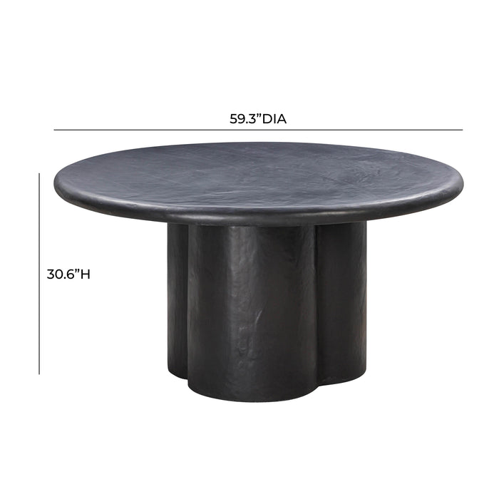 Elika Black Faux Plaster Round Dining Table - UK