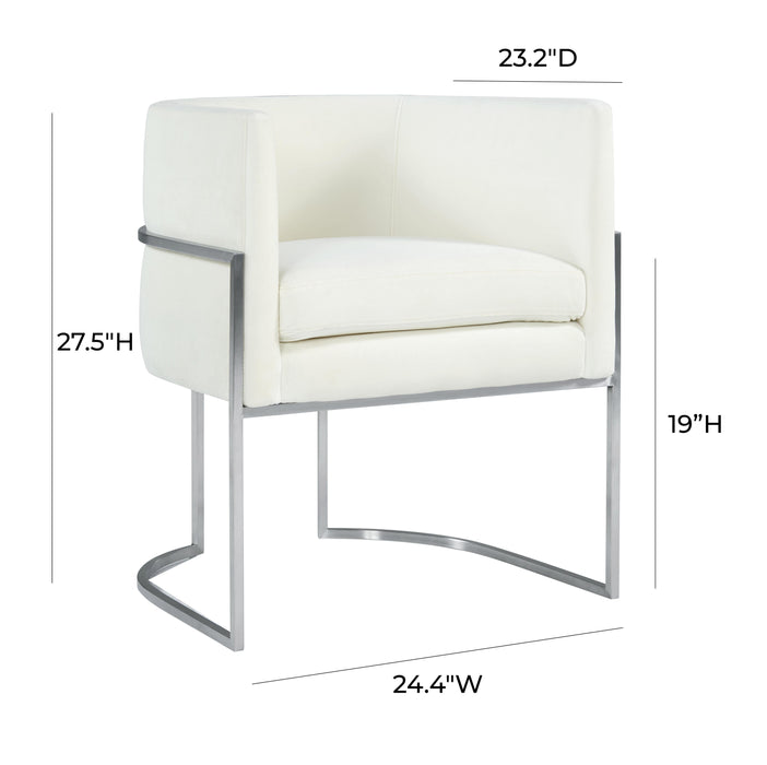 Giselle Cream Velvet Dining Chair Silver Leg - UK