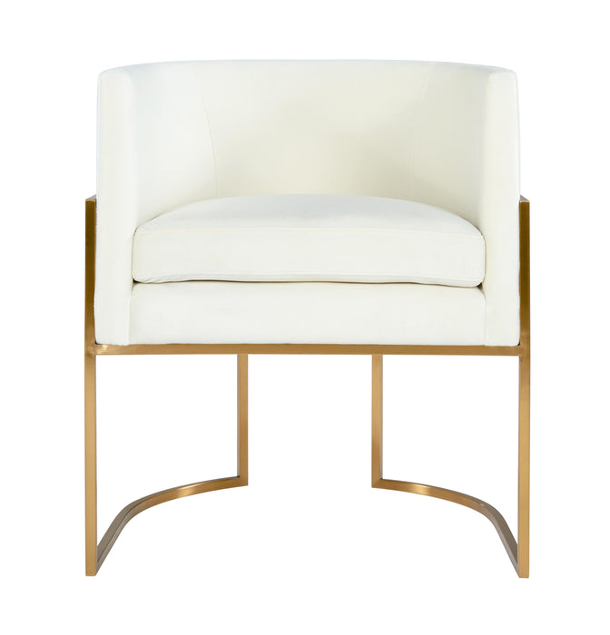 Giselle Cream Velvet Dining Chair Gold Leg - UK