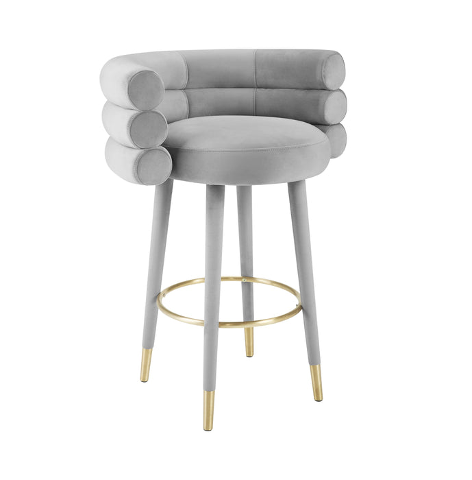 Betty Grey Velvet Barstool - UK