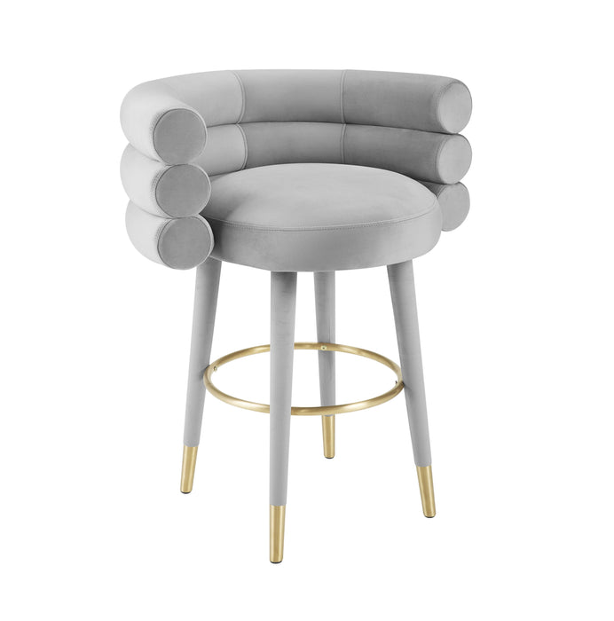 Betty Grey Velvet Counter Stool - UK