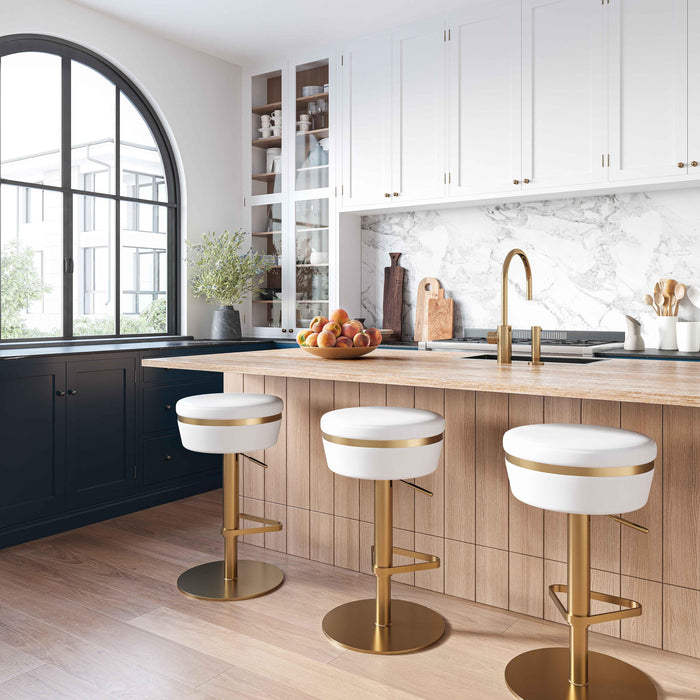 Astro White and Gold Adjustable Stool - UK