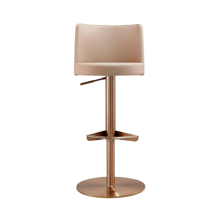 Loosha Cafe Au Lait Performance Vegan Leather and Rose Gold Adjustable Stool - UK