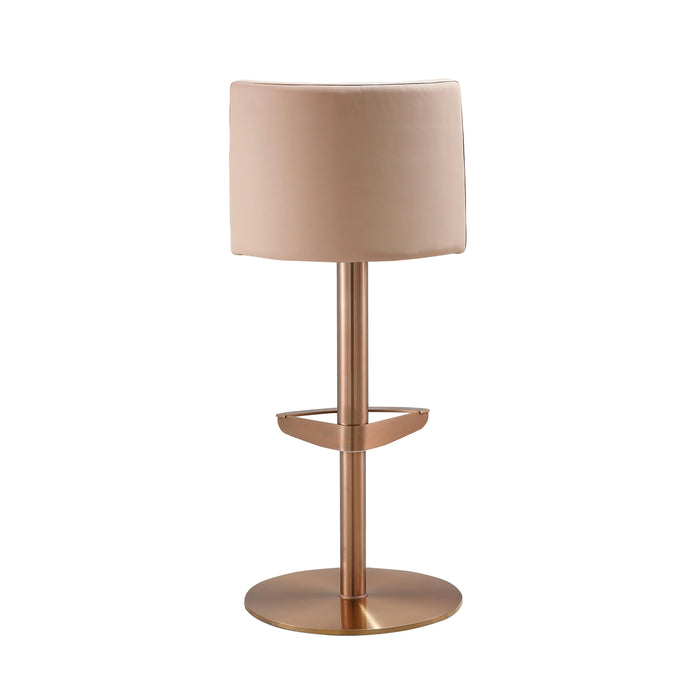 Loosha Cafe Au Lait Performance Vegan Leather and Rose Gold Adjustable Stool - UK
