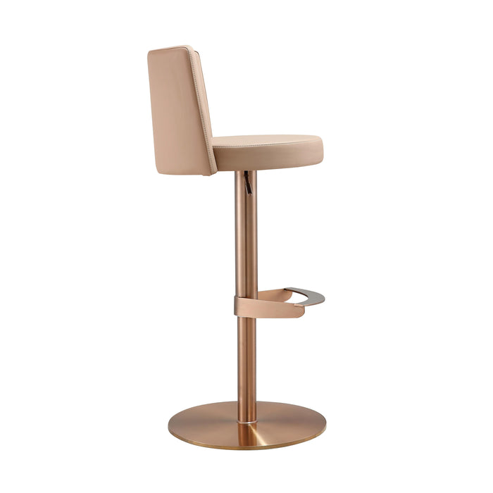 Loosha Cafe Au Lait Performance Vegan Leather and Rose Gold Adjustable Stool - UK