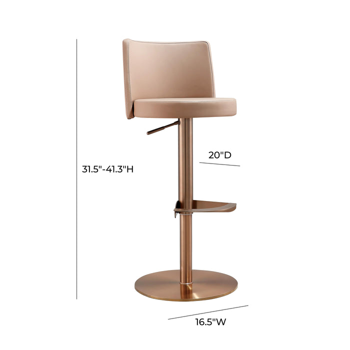 Loosha Cafe Au Lait Performance Vegan Leather and Rose Gold Adjustable Stool - UK