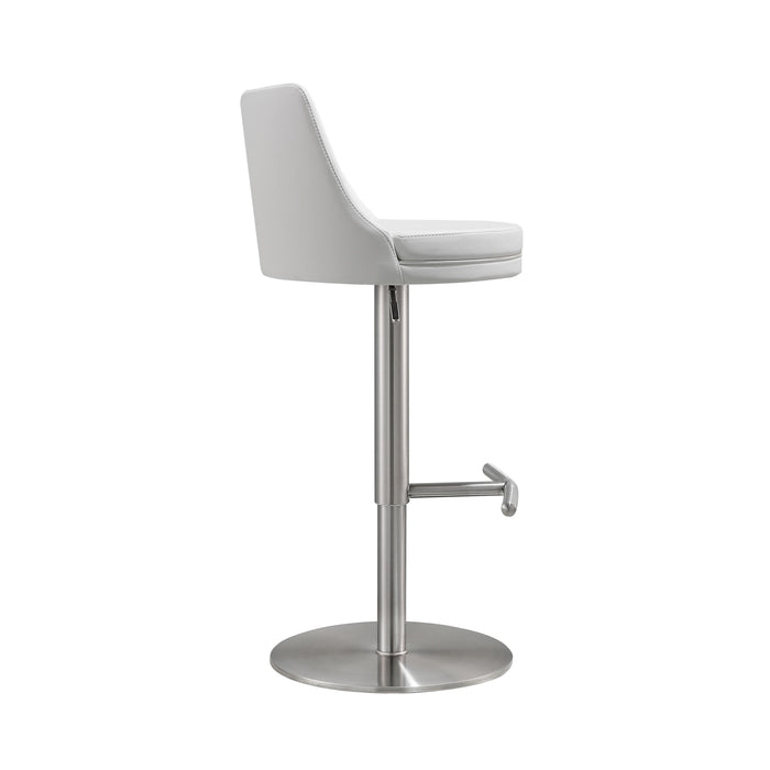 Reagan White and Silver Adjustable Stool - UK