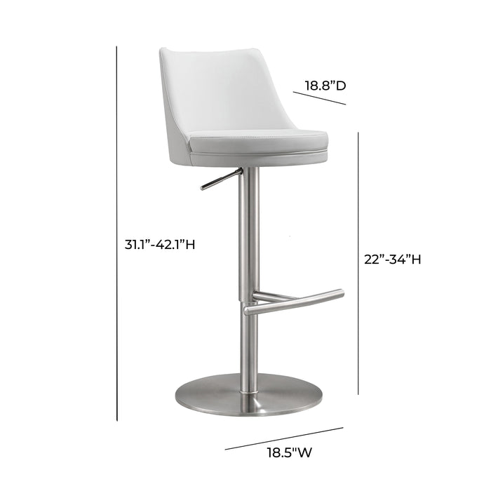 Reagan White and Silver Adjustable Stool - UK