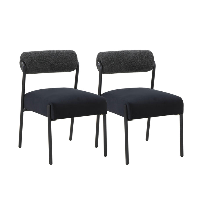 Jolene Black Velvet Dining Chair - Set of 2 - UK