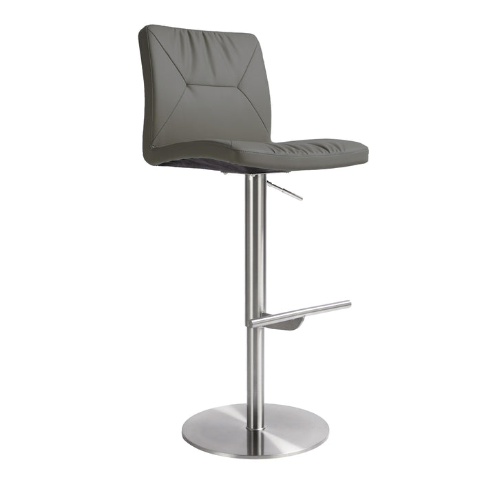 Paddy Dark Grey Vegan Leather on Silver Adjustable Stool - UK