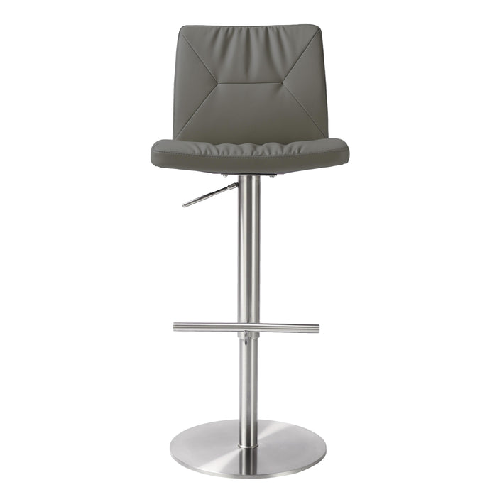 Paddy Dark Grey Vegan Leather on Silver Adjustable Stool - UK
