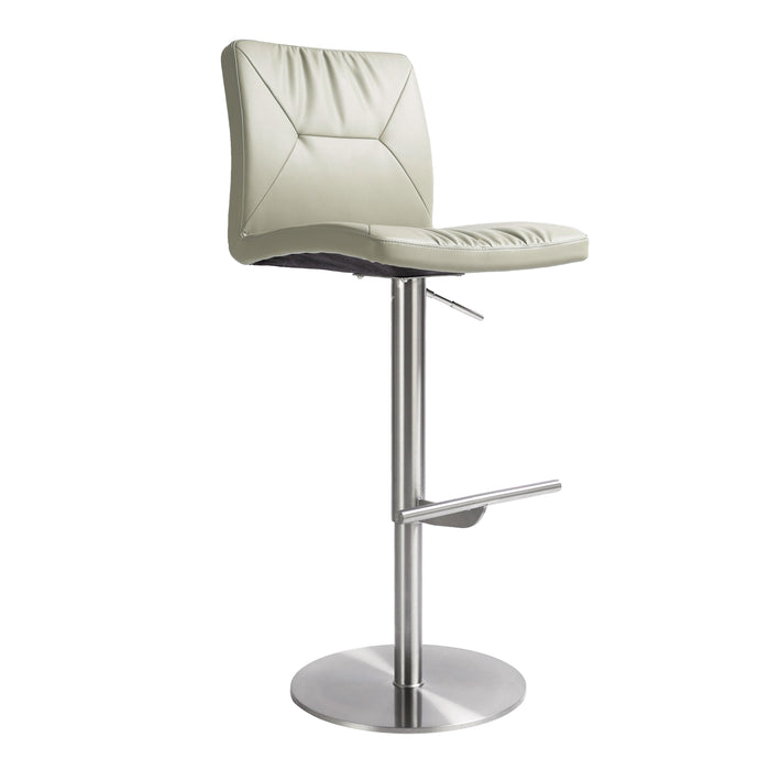 Paddy Light Grey Vegan Leather on Silver Adjustable Stool - UK