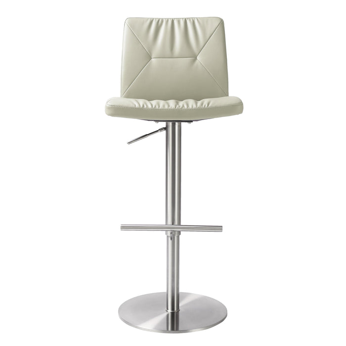 Paddy Light Grey Vegan Leather on Silver Adjustable Stool - UK