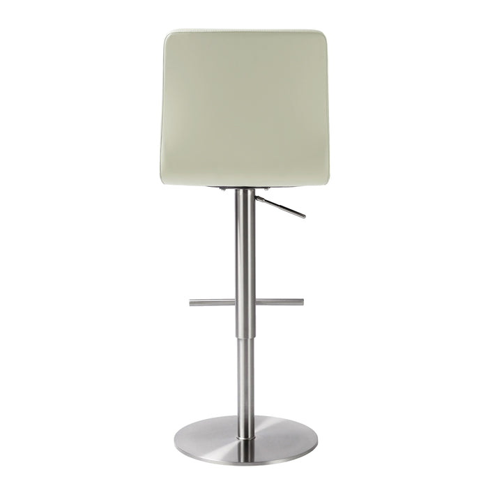 Paddy Light Grey Vegan Leather on Silver Adjustable Stool - UK
