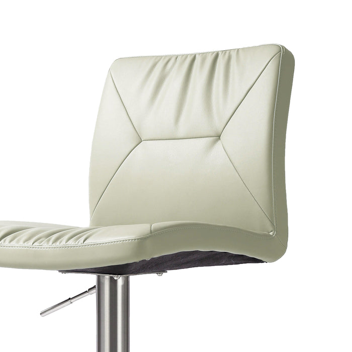 Paddy Light Grey Vegan Leather on Silver Adjustable Stool - UK