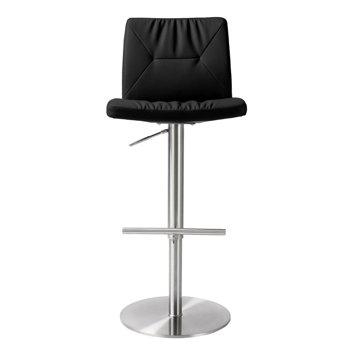 Paddy Black Vegan Leather on Silver Adjustable Stool - UK