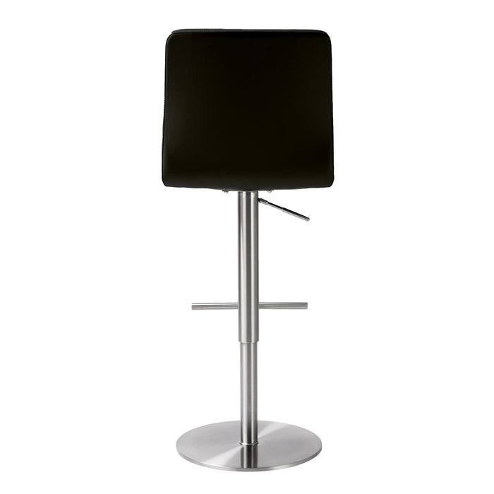 Paddy Black Vegan Leather on Silver Adjustable Stool - UK