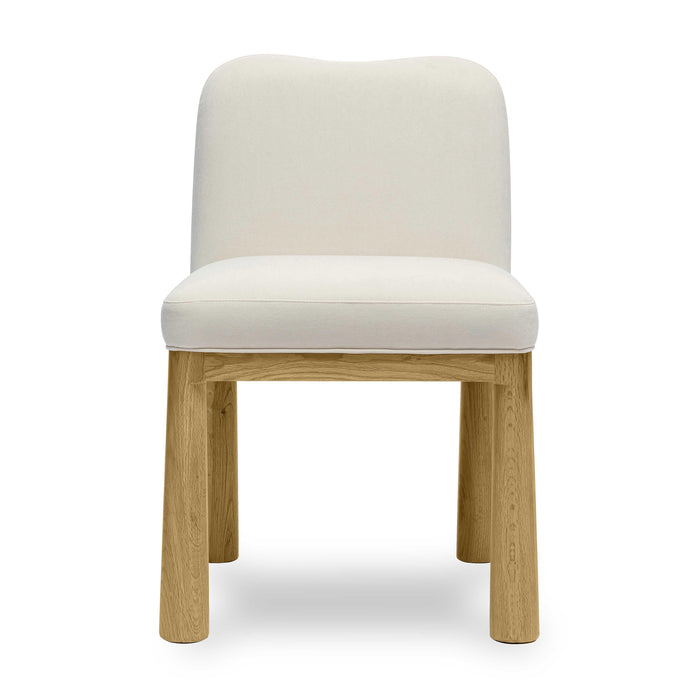 Tiara Cream Performance Velvet Oak Dining Chair
