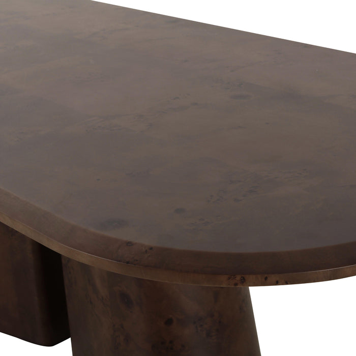 Gladyss Brown Burl Oval 87 inch Dining Table