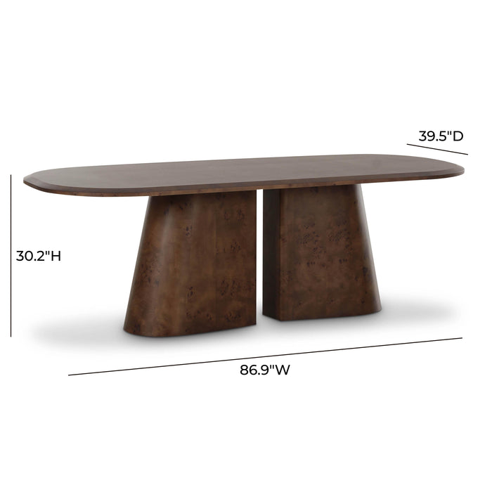 Gladyss Brown Burl Oval 87 inch Dining Table