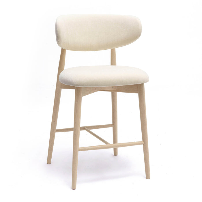 Zinea Cream Performance Textured Velvet Counter Stool