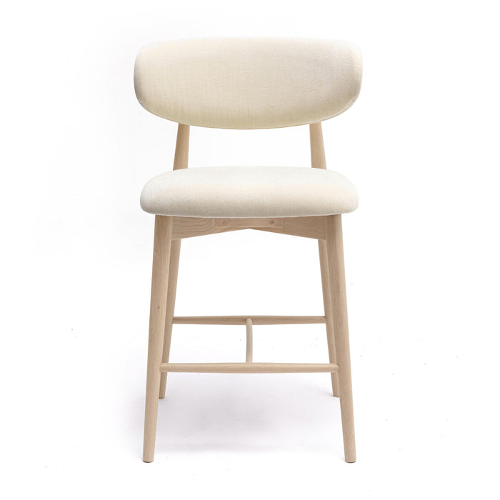 Zinea Cream Performance Textured Velvet Counter Stool