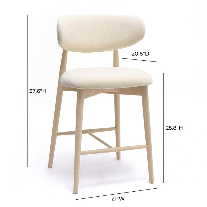 Zinea Cream Performance Textured Velvet Counter Stool