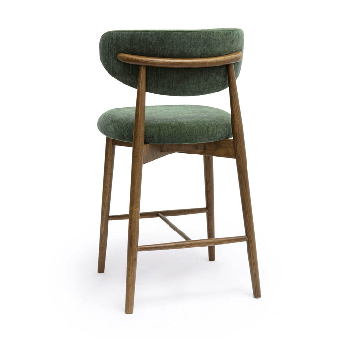 Zinea Forest Green Performance Textured Velvet Counter Stool